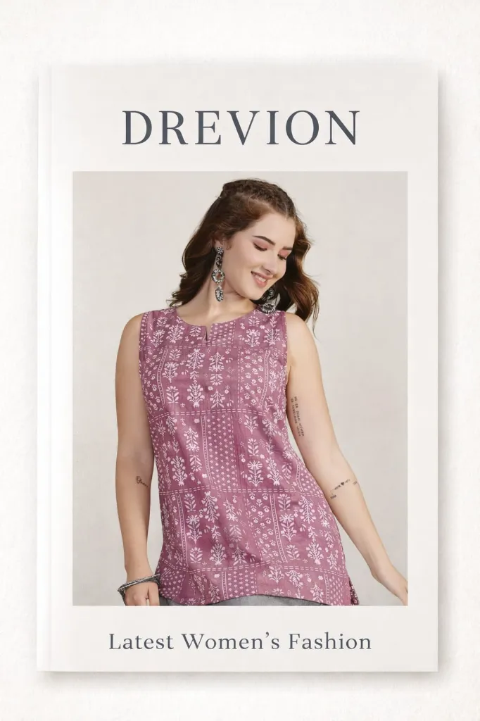 Women’s Mauve Printed Sleeveless Cotton Top (S)