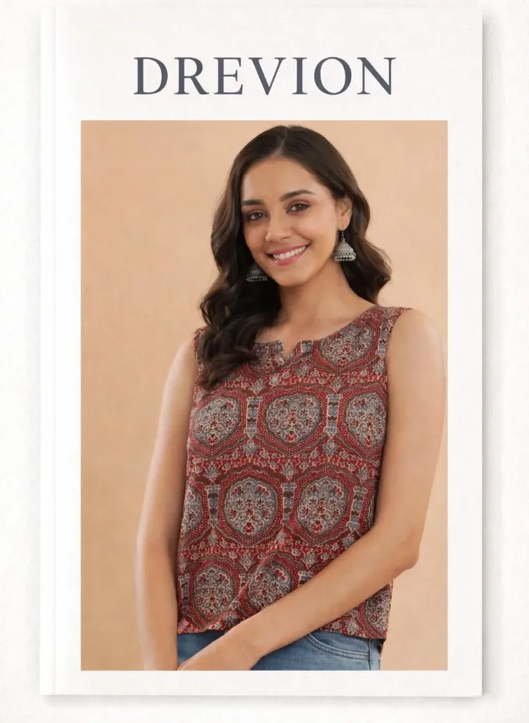 WOMEN'S PRINTED MARHOON TOP (S)