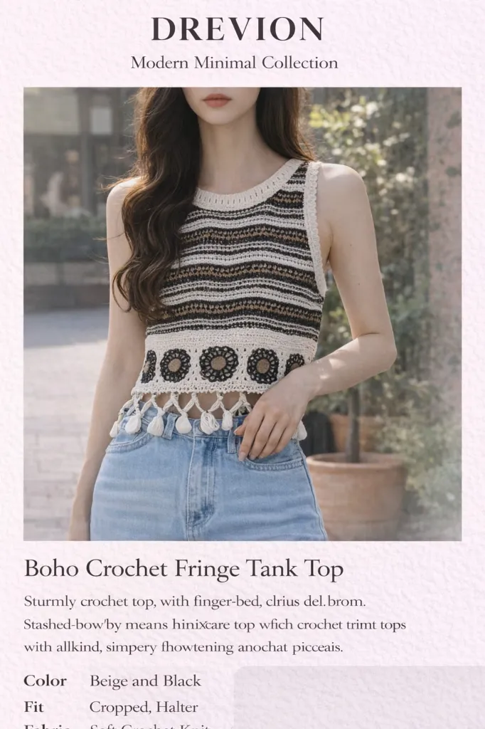 Designer Look Crochet Knit Crop Top (S)