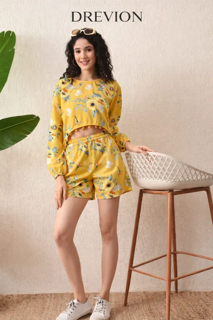 cord set for women, dress for women,  Korean top,  2 Piece set (S)