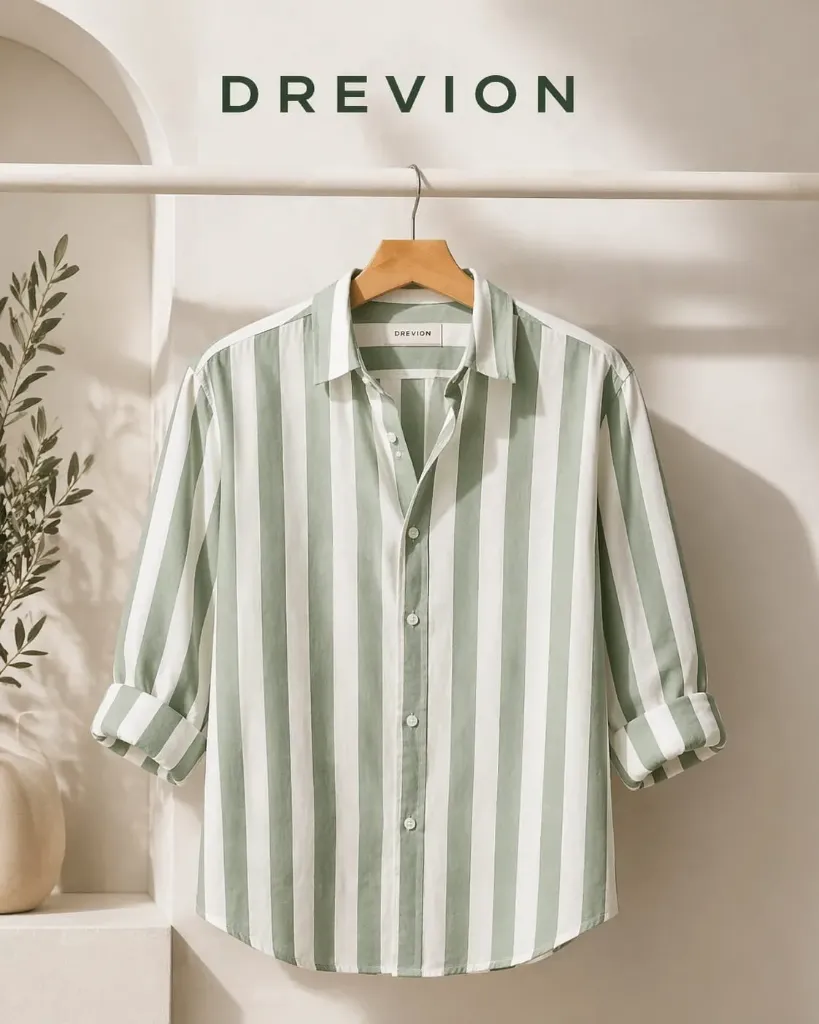 Men’s Regular Fit Stripe Spread Collar Shirt — timeless stripes, modern confidence (M)