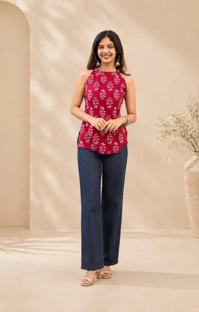 Ethnic pink short kurti (S)