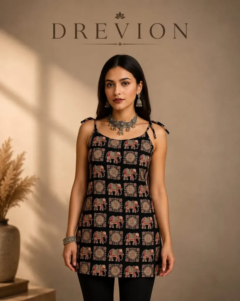 women & grils short kurti Cotton Printed Short Top | Girls Kurta | (S)