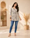 Kurti and Kurtas | top for girls | top | Floral Printed V-Neck Toper | printed top for women