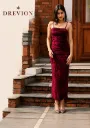 Women Stunning Maroon Velvet Bodycon Dress